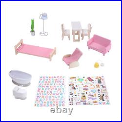 White Wooden Dollhouse 3 Floors 13 Accessories H 90.2cm x L 33cm x 63.5cm