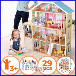 Infantastic® XXXL Puppenhaus Holz Kinder Puppenvilla Puppenstube Dollhouse 