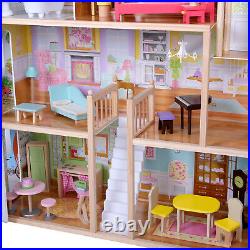 Wood Dollhouse 4 floors with furniture accessories Playhouse Dolls Mansion Doll House