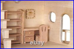 Wooden 3-Level Dollhouse ELIZAVETA Gift for Girl DIY Kit withFurniture Set #1