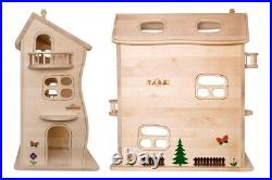 Wooden 3-Level Dollhouse ELIZAVETA Gift for Girl DIY Kit witho Furniture