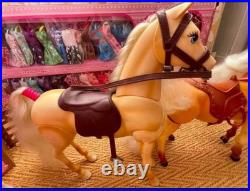 Wooden Barbie/Dollhouse, KidKraft+ dolls+furniture+horses(move and sound)+clothes
