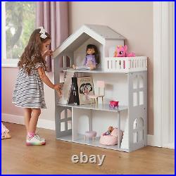 Wooden Bookcase Dolls House Children Kids Girls Furniture Play House Grey
