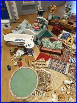 Wooden Collectable Large Dolls House Complete With Lots Of Furniture