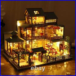Wooden DIY Japanese Villa Doll House Miniature Kits Handmade Assemble Toy Decor