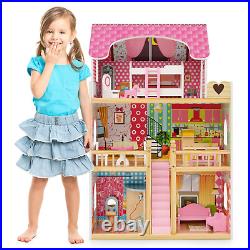 Wooden DIY Pretend Dream Doll House for Girls Children over 3 Years Old Gift