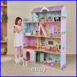Wooden Doll House 3 Storey with 26 Accessories Playset Gift Ideas For Kids NEW