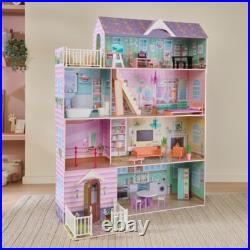 Wooden Doll House 3 Storey with 26 Accessories Playset Gift Ideas For Kids NEW