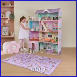 Wooden Doll House 3 Storey with 26 Accessories Playset Gift Ideas For Kids NEW