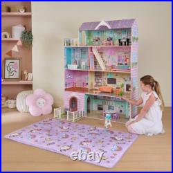 Wooden Doll House 3 Storey with 26 Accessories Playset Gift Ideas For Kids NEW