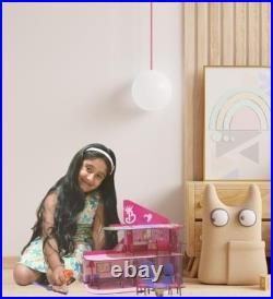 Wooden Doll House Big DIY Colorful Dollhouse 3-Story Malibu Townhouse with 3