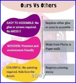 Wooden Doll House Big DIY Colorful Dollhouse 3-Story Malibu Townhouse with 3