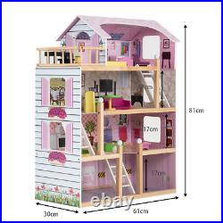 Wooden Doll House Children Kids Pretend Room Mini Furniture Toys Figures Sets