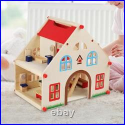 Wooden Doll House Craft Doll House Toy for Kids Age 3 and up Christmas Gift