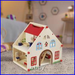 Wooden Doll House Craft Doll House Toy for Kids Age 3 and up Christmas Gift