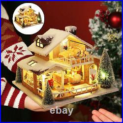 Wooden Doll House DIY Miniature Doll House with Lights Creative Room Xmas Gift