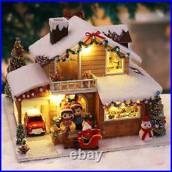 Wooden Doll House DIY Miniature Doll House with Lights Creative Room Xmas Gift