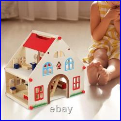 Wooden Doll House Dollhouse Kit Playset with Furniture Model Playhouse
