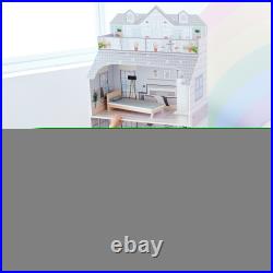 Wooden Doll House Grey 61.0(L) x 29.5(W) x 131.5(H) High-Quality 8 Accessories