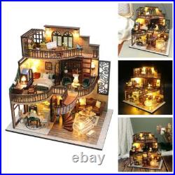 Wooden Doll House Kit DIY Miniature Decorative with Furniture Artwork Handmade