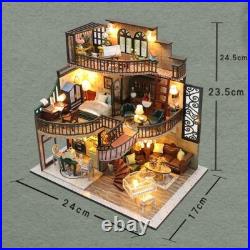 Wooden Doll House Kit DIY Miniature Decorative with Furniture Artwork Handmade
