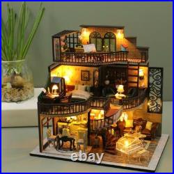 Wooden Doll House Kit DIY Miniature Decorative with Furniture Artwork Handmade