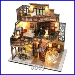 Wooden Doll House Kit DIY Miniature Decorative with Furniture Artwork Handmade