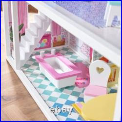 Wooden Doll House Toy 3-Storey Rooms Stair Furniture Kids Playset Girls 4FT NEW