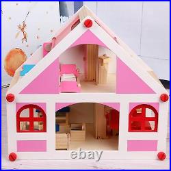 Wooden Doll House with Furniture and Accessories for 3 Years and up Children