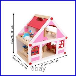 Wooden Doll House with Furniture and Accessories for 3 Years and up Children