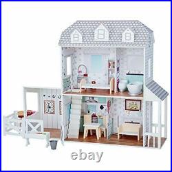 Wooden Doll House with Horse Stable- Farmhouse