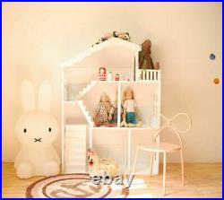 Wooden Doll house Bookshelf -Kids Toy Storage Shelf Children's Bedroom Furniture