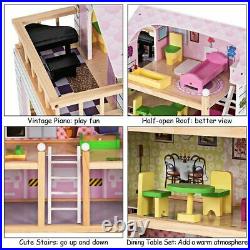 Wooden Doll's House with Accessories FAST&FREE UK DELIVERY