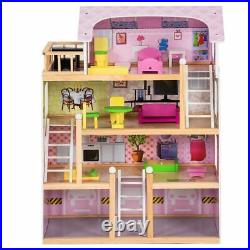 Wooden Doll's House with Accessories Mansion Playhouse Toy UK