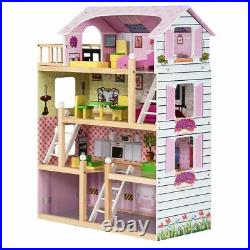 Wooden Doll's House with Accessories Mansion Playhouse Toy UK