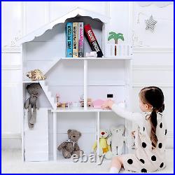 Wooden Dollhouse Bookcase for Kids Bookshelf Doll house Toys Books Storage Shelf