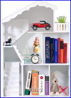Wooden Dollhouse Bookcase for Kids Bookshelf Doll house Toys Books Storage Shelf