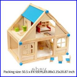 Wooden Dollhouse Dollhouse Kit Model Craft with Furniture and Accessories