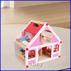 Wooden Dollhouse Easy to Assemble Imagination Development Playhouse with