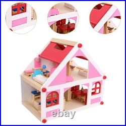 Wooden Dollhouse Easy to Assemble Imagination Development Playhouse with