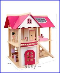 Wooden Dollhouse Kids Girls Miniature Furniture Toy Set Christmas Birthday Gift