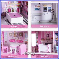 Wooden Dollhouse Large 3 Storey Dollhouse with Furniture Accessories Gift