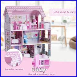 Wooden Dollhouse Large 3 Storey Dollhouse with Furniture Accessories Gift