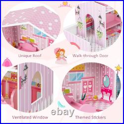 Wooden Dollhouse Large 3 Storey Dollhouse with Furniture Balcony Window