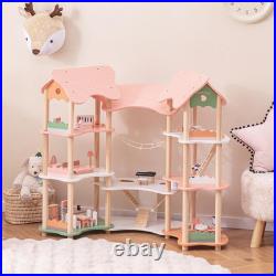 Wooden Dollhouse Luxury 3 Storey Kids Dolls House with 31 Furniture 7 Rooms