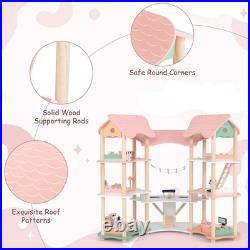 Wooden Dollhouse Luxury 3 Storey Kids Dolls House with 31 Furniture 7 Rooms