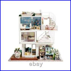 Wooden Dollhouse Miniature with Light Furniture Doll House Model Birthday Gift