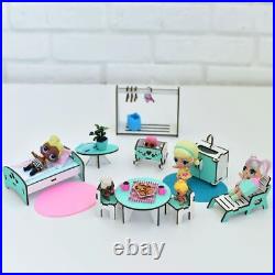 Wooden Dollhouse Miniatures Mansion modern doll house