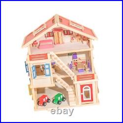 Wooden Dollhouse Playset Imagination Dolls House for Party Favor Girls