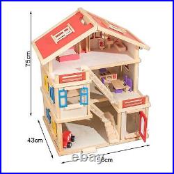 Wooden Dollhouse Playset Imagination Dolls House for Party Favor Girls